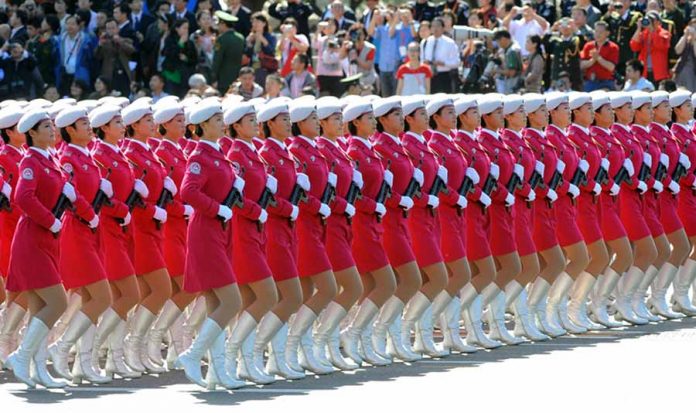 China sexy women army parade