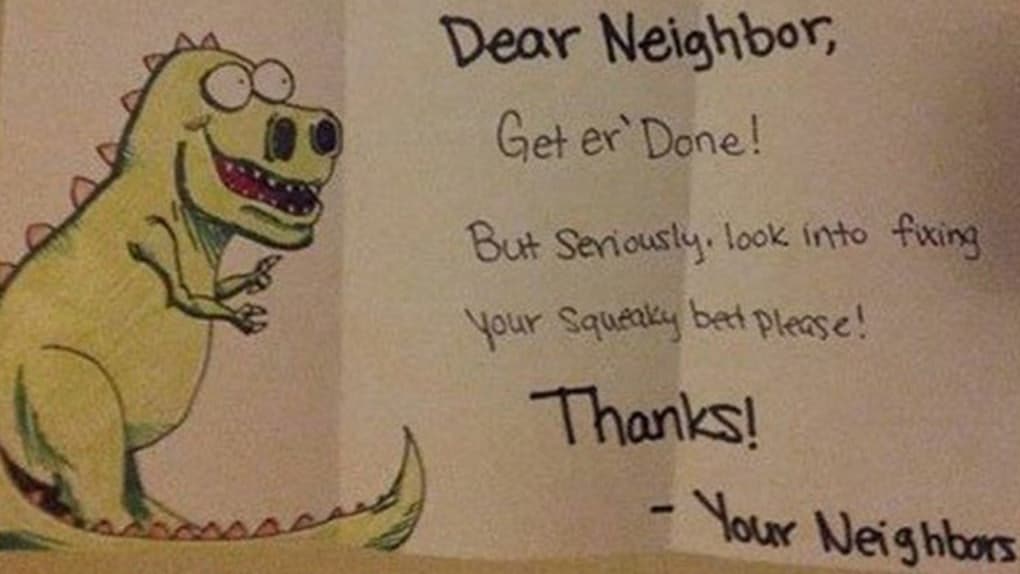 loud neighbor sex note